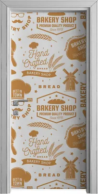 Produktbild von Tür Selbstklebende 90x210 cm Türfolie Türtapete Klebefolie - Bäckerei Weizenähren