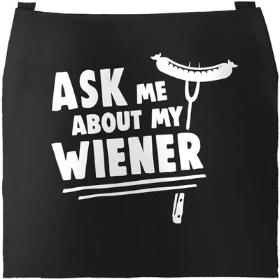 Produktbild von Grill-Schürze für Männer lustiger Spruch Ask me about my Wiener Baumwoll-Schürze Küchenschürze Moonworks® schwarz unisize