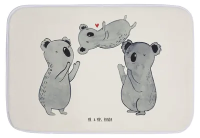 Produktbild von Mr. & Mrs. Panda Badematte Koalas Feiern - Weiß - Geschenk, duschmatte, Duschvorleger, Geburtstag, badezimmervorleger, Familie, Happy Birthday, Herz, Badezimmerteppich