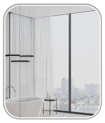 Produktbild von LED Spiegelschrank 60x70 cm, Alukorpus silber matt, 2 Ablagen, IP44