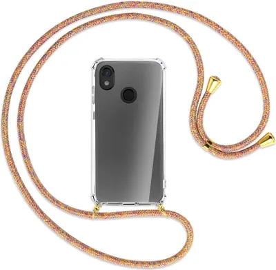 Produktbild von Handykette Backcover-Schutzhülle mit Band (Metall goldfarben) für Cat S52 - Rainbow