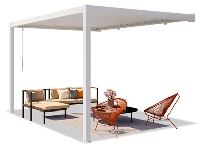 Image de PRIMEYARD Pergola adossée 3x4 m poteaux en aluminium blancs avec lames orientables en acier