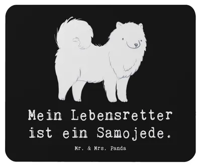 Produktbild von Mr. & Mrs. Panda Mauspad Samojede Lebensretter - Schwarz - Geschenk, laptop, Mouse Pad, pc, mousematte, Samojedenhund, Mousepad, Samojedenspitz