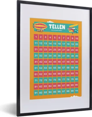 Produktbild von MuchoWow® MuchoWow® Gerahmtes Poster Kinderzimmer - Zählen - Lernen - Jungen - Mädchen - Kinder - Orange - Kinder 30x40 cm - Poster mit zchwarzem Bilderrahmen - Wandposter Schlafzimmer