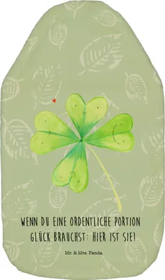 Produktbild von Mr. & Mrs. Panda Wärmflasche Blume Kleeblatt - Blattgrün - Geschenk, Motivation, Garten, mit Bezug, Wärmekissen, heizflasche, Neuanfang, Umzug, Wärmflaschen, gummi, Glück