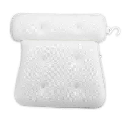 Produktbild von Intirilife Wannenkissen in WEISS – Spa Badewannen Kopfkissen aus wasserabweisendem Stoff - Ergonomischer Form und starken Saugknöpfe für besten Komfort