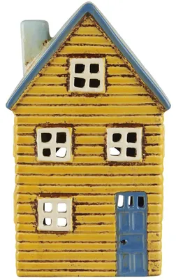 Produktbild von Ib Laursen Haus für Teelicht Thorshavn blaue Tür (8x18,5x11cm)
