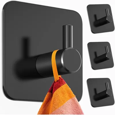 Immagine prodotto di Ganci adesivi - Set da 4 - Acciaio inossidabile - Max 8 kg - Nero
