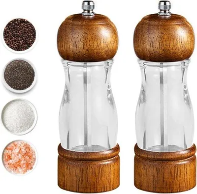 Produktbild von Famanu Salz- und Pfeffermühlen-Set 16 cm - Nachfüllbare manuelle Pfeffermühle mit einstellbarer Grobheit