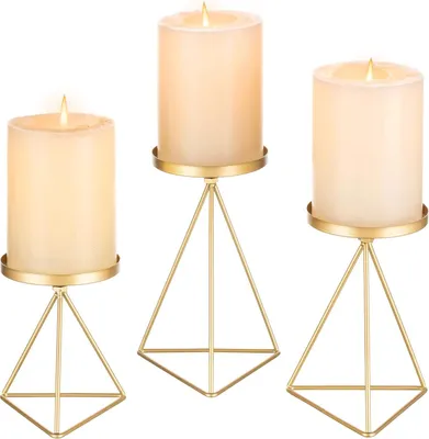 Produktbild von Kerzenständer Metall 3er Set, Eisen Deko Kerzenhalter für Stumpenkerze