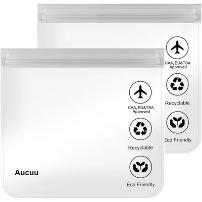 Produktbild von Kulturbeutel 1L TSA-zugelassen 20x20cm Transparent Grau 2 Stück
