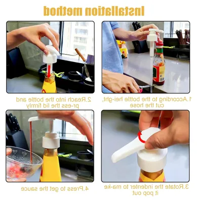 Produktbild von Sirup Pumpspender, 4 Stück Dosierpumpen für Flaschen mit 25 und 38 mm Gewinde