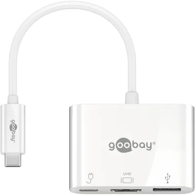 Produktbild von Goobay USB-C™ Multiport-Adapter HDMI, PD, weiß, erweitert ein USB-C™ Gerät um einen HDMI™- und einen USB 3.0- Anschluss
