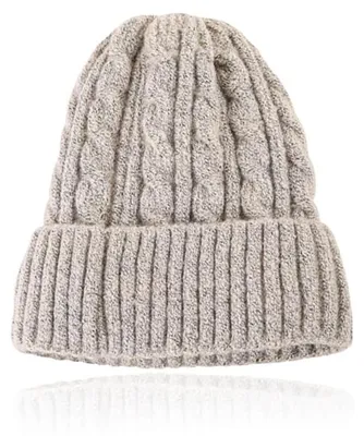 Immagine prodotto di Berretto da donna beige con motivo a treccia