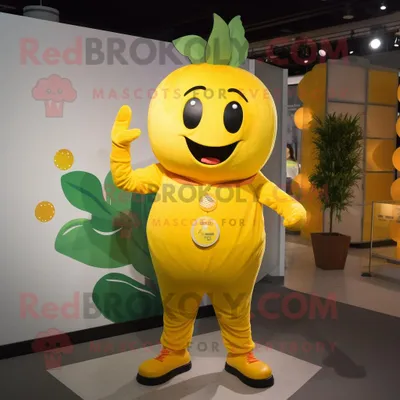 Immagine prodotto di Personaggio del costume della mascotte REDBROKOLY della prugna gialla vestito con un pagliaccetto e cavigliere