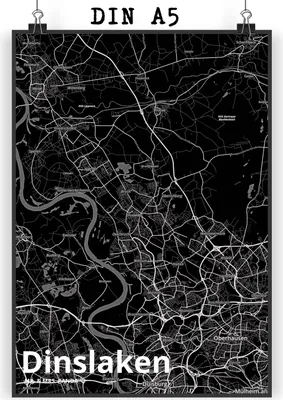 Produktbild von Mr. & Mrs. Panda Bild Dinslaken DIN A5 - Geschenk, Wandbild, Deko, drucke, Plakat, wanddeko, Stadt Dorf Karte Landkarte Map Stadtplan