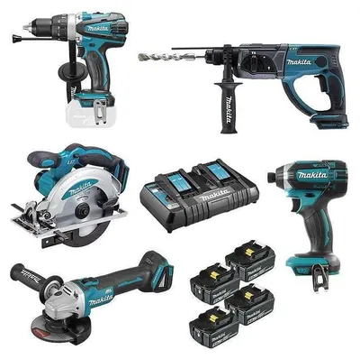 Image de Pack 5 Outils MAKITA DLX5039PTJ - 18V Li-ion (4 x 5 Ah)