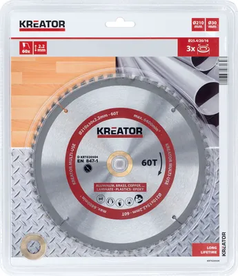 Produktbild von Kreissägeblatt 210 x 30 x 2,2 mm für Metall Holz PVC inkl. Reduzierringe