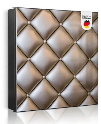Produktbild von banjado Schlüsselkasten aus Metall, 30x30cm groß mit 32 Haken, als Magnettafel nutzbar, Korpus schwarz, Anschlag rechts, Polster Bronze [SKG1 11984]