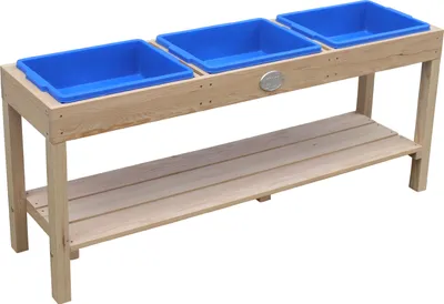 Immagine prodotto di AXI Tavolo da sabbia e acqua in legno | Tavolo da sabbia con 3 cestini di plastica e ripiano per riporre gli oggetti | Tavolo da attività multiuso per bambini