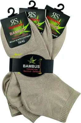 Produktbild von 6 Paar Bambus Viskose Kurzschaftsocken Kurzstrumpf Quartersocken 43/46 Beige