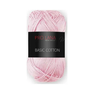 A ball of pink yarn with a black label.