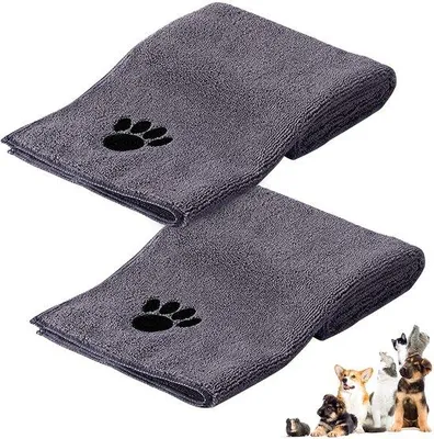 Productafbeelding van Unyqoos® Microvezel handdoeken voor huisdieren, set van 2, 100 x 50 cm – snel drogend, superzacht voor honden en katten