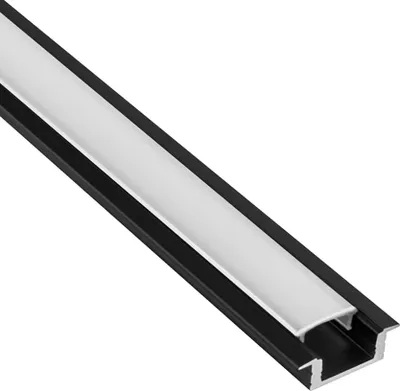 Produktbild von A25 LED Aluprofil Einbauprofil  Schwarz 1m Abdeckung milky