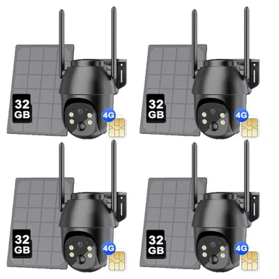 Produktbild von Überwachungskamera 4G LTE Überwachungskamera Aussen mit SIM Karte, Kamera Überwachung aussen mit App, 32GB Speicherkarte, Solarpanel, 2K, Nachtsicht