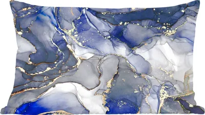 Produktbild von MuchoWow® Zierkissen Sofakissen Wohnzimmer Dekokissen 50x30 cm Marmor - Gold - Abstrakt - Blau - Wohnzimmerdekoration - Polster mit Photo