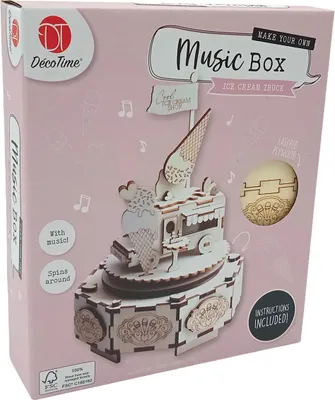 Productafbeelding van 3D-puzzel - Houten muziekdoosje met geluid - IJswagen