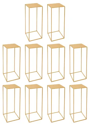 Produktbild von Blumenständer - Blumenpräsentationsständer - 10er-Set - Quadratisch - Metall - Goldfarben - 30 x 30 x 80 cm - Belastbar bis 20 kg