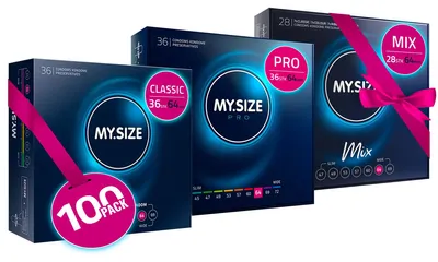 Produktbild von MY.SIZE 100 Kondome 64 mm Megaset Classic + Mix + Pro | Größe 6 | 100 Stück Sparpackung | Premium Kondom extra dünn | gefühlsecht hauchzart | dünne Wandstärke
