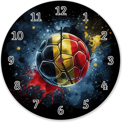 Produktbild von Fußball Belgien Flagge Wanduhr aus Alu