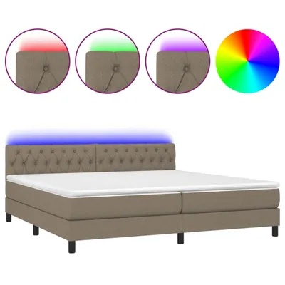 Produktbild von vidaXL Boxspringbett mit Matratze & LED Taupe 200x200 cm Stoff