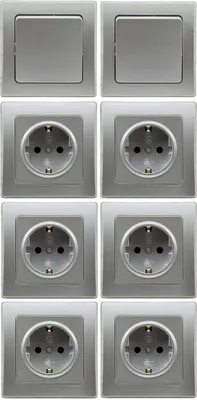 Produktbild von DELPHI Starter-Kit, 16-teilig, silber6x Steckdose, 2x Schalter, 8x Rahmen
