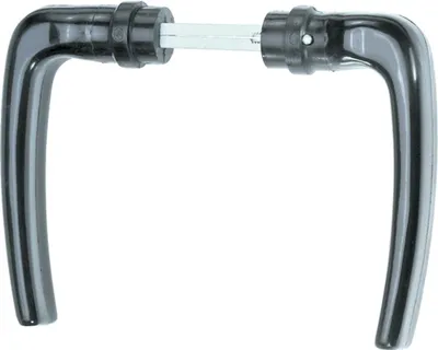 Image de Alberts 654047 Béquille de porte, pour grille ondulée, aluminium, anodisé noir, écart 50 mm, largeur 115 mm, lot de 2