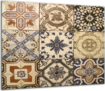 Produktbild von Herdabdeckplatten Glaskeramikkochfeld-Abdeckung Spritzschutz Glas 60x52cm Mosaik