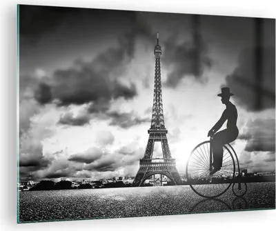 Produktbild von Bilder auf glas - Einteilig - Paris Gentleman Fahrrad - 70x50cm - Glasbilder - Wandbilder - Bilder - zum Aufhängen bereit - Wanddekoration aus Glas - Glas Bilder - Wandbild auf Glas - GAA70x50-4204