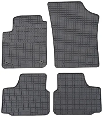Zdjęcie produktu dla do Skoda Citigo od 2012 Pasujące dywaniki gumowe PETEX 4-częściowe czarne dywaniki gumowe na każdą pogodę