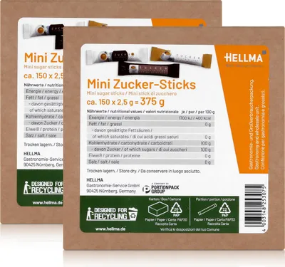 Produktbild von Hellma Mini Zucker-Sticks ca. 150x2,5g (2er Pack)