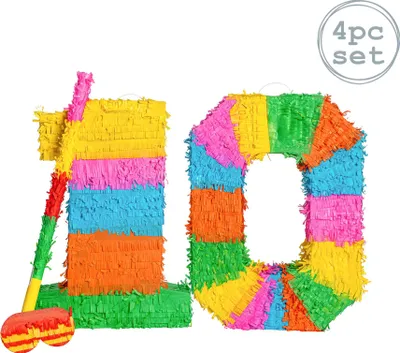 Produktbild von Fax Potato Fax Potato Pinata Set mit Stick & Blindfold - 10. Geburtstag / Jahrestag - Rainbow