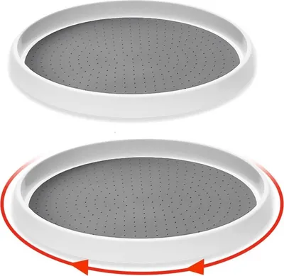 Produktbild von 2 x Rotierender Organizer für den Kühlschrank, Küchendrehteller, Gewürz-Drehteller, Drehplatte – Praktische Helfer im Doppelpack Ø 25 cm
