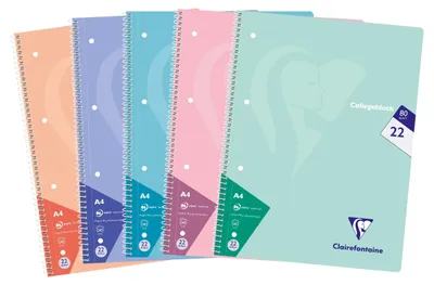 Produktbild von Clairefontaine 20x Collegeblock, 80 Bl kariert, Pastellfarben sortiert 306252C