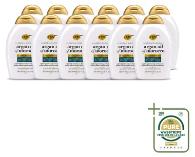 Productafbeelding van 12 x OGX Argan Oil of Morocco Shampoo - Lichtgewicht - voor dagelijks gebruik - 385 ml - Voordeelverpakking - 12 stuks
