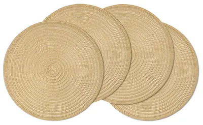 Produktbild von Geflochtene Platzsets - Schmutzabweisend und hitzebeständig - Tischdekoration - Beige, 4er Set, Ø 36 cm