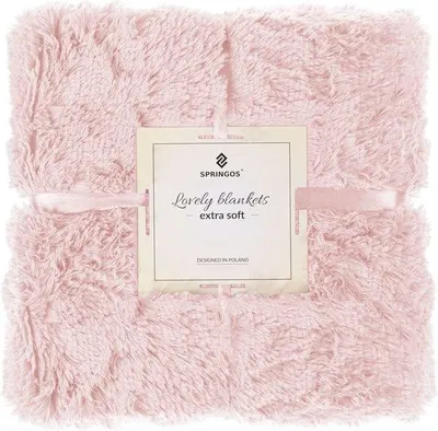 Produktbild von Unyqoos® Springos Kuscheldecke 200x220 cm – plüschiges Polyester-Plaid, hellrosa, extra weich & pflegeleicht, als Decke und Tagesdecke