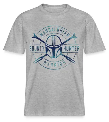 Produktbild von Star Wars: Mandalorian Bounty Hunter Warrior Relaxed Fit Uni T-Shirt, 3XL, Grau meliert