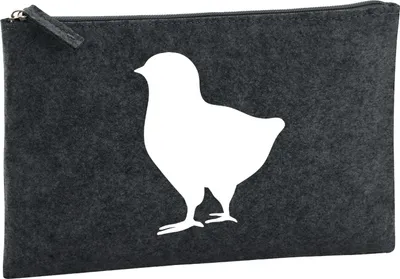 Produktbild von Huuraa Kulturbeutel Küken Silhouette 1 Liter Charcoal Filz Kosmetiktasche Geschenkidee