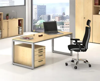 Produktbild von Schreibtisch R-Serie | Rahmen-Gestell | höheneinstellbar | extrem stabil, Größe Tischplatte:160 x 80 cm, Farbe Tischplatte:Graphit, Farbe Gestell:Graphit